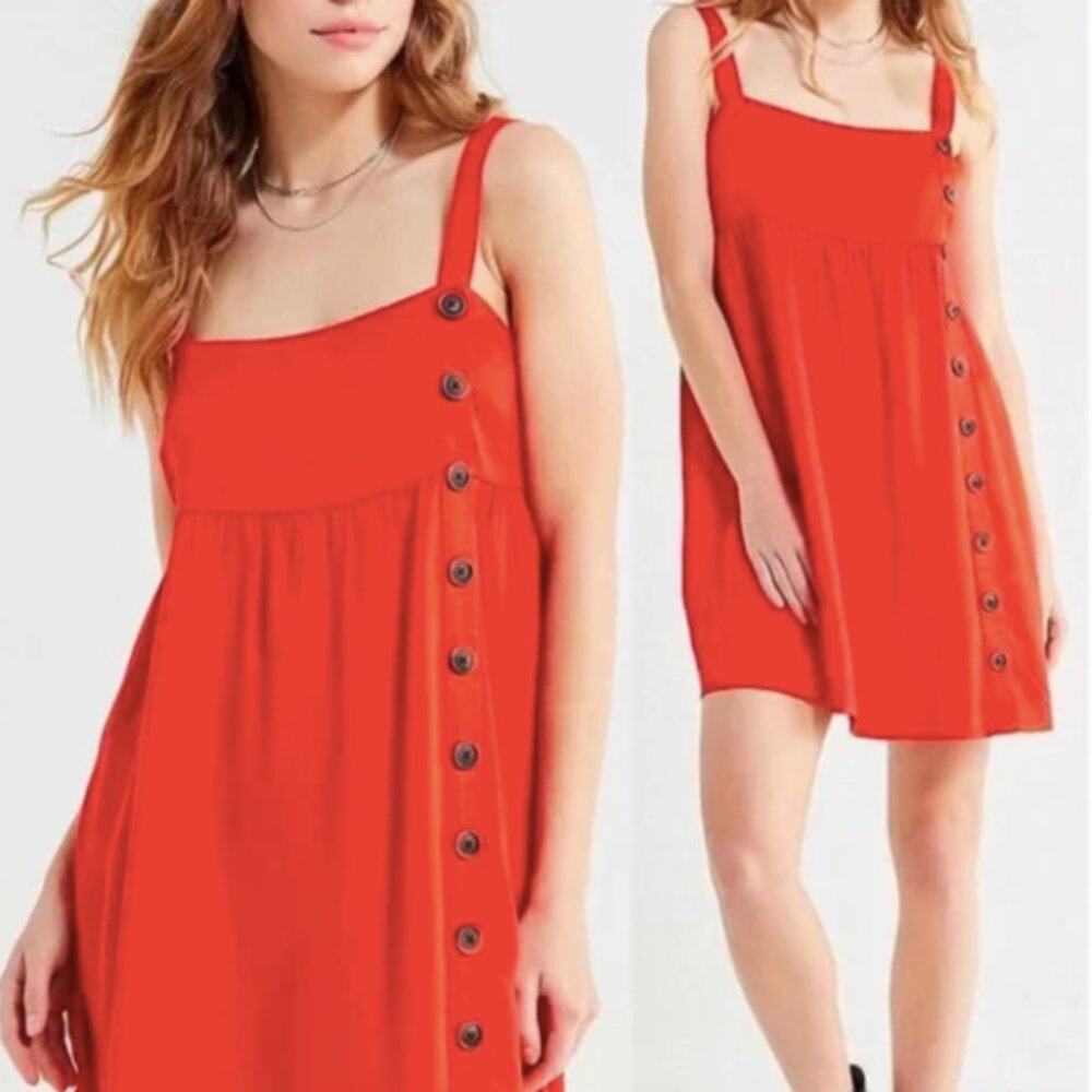 Urban Outfitters Red Lindsay Button-Front Mini Dress